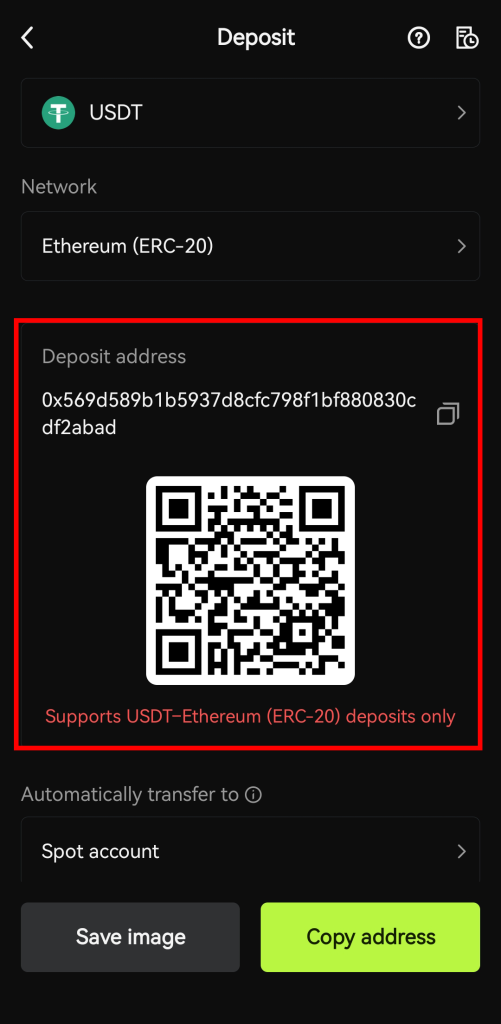 واریز به اپلیکیشن Bitunix