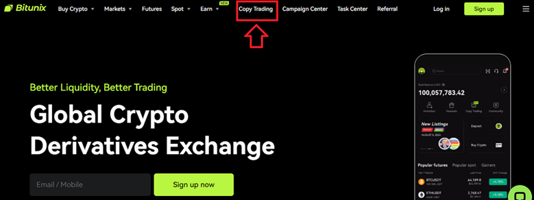 کپی ترید در صرافی بیت یونیکس