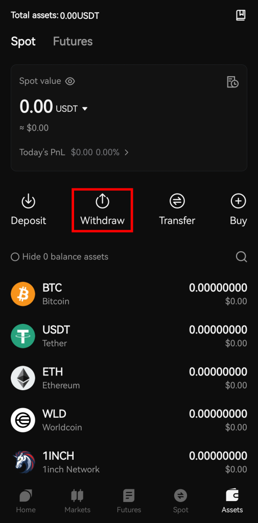 برداشت ارز از اپلیکیشن موبایل صرافی بیت یونیکس