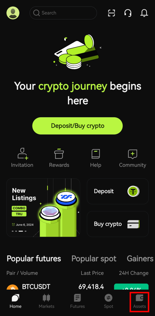 واریز ارز به اپلیکیشن موبایل صرافی بیت یونیکس